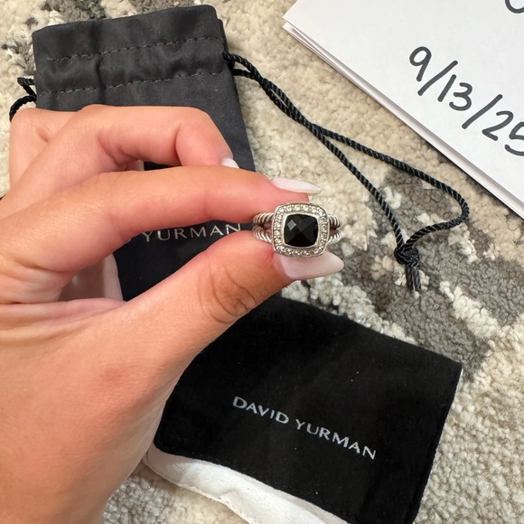 Women’s David Yurman Petite Albion Ring with Black Onyx and Diamonds - Picture 1 of 8